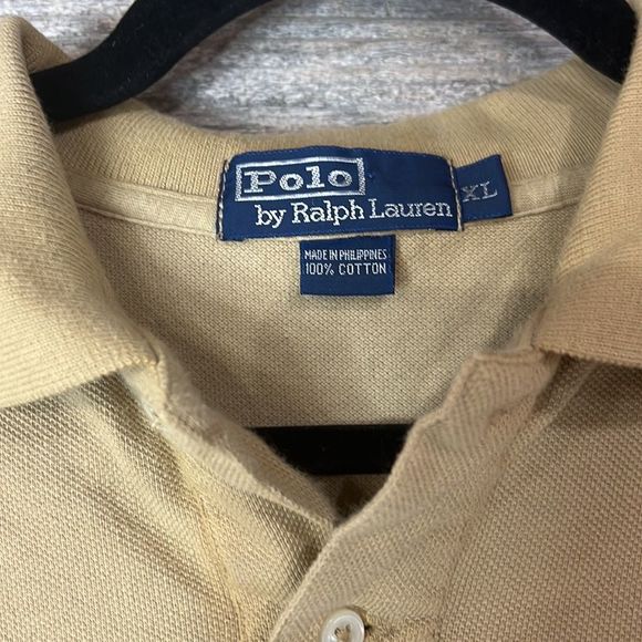 Polo by Ralph Lauren Tan Knit Polo with Teal Logo XL 💗 - Picture 3 of 3